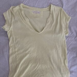 Free People notched T-Shirt in soft yellow